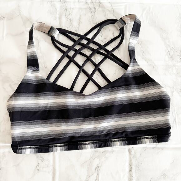 LULULEMON Free To Be Wild Sports Bra Capilano Stripe Black White 4 - Picture 4 of 9
